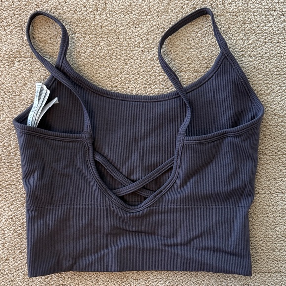 Athleta Charcoal Ribbed Crop Top XXS - Picture 3 of 4